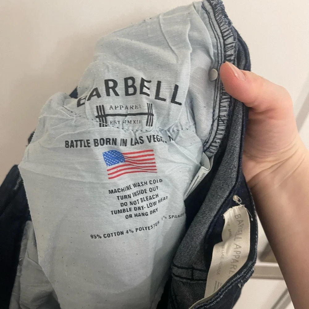 Barbell 32 Cotton Classic Minimalist Spring Casual Men's Dark‎ Blue Jeans